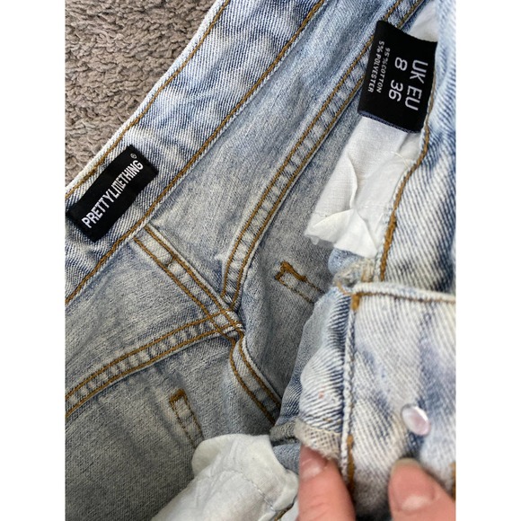 PrettyLittleThing light wash straight jeans, super high rise, size 4 - Picture 6 of 15
